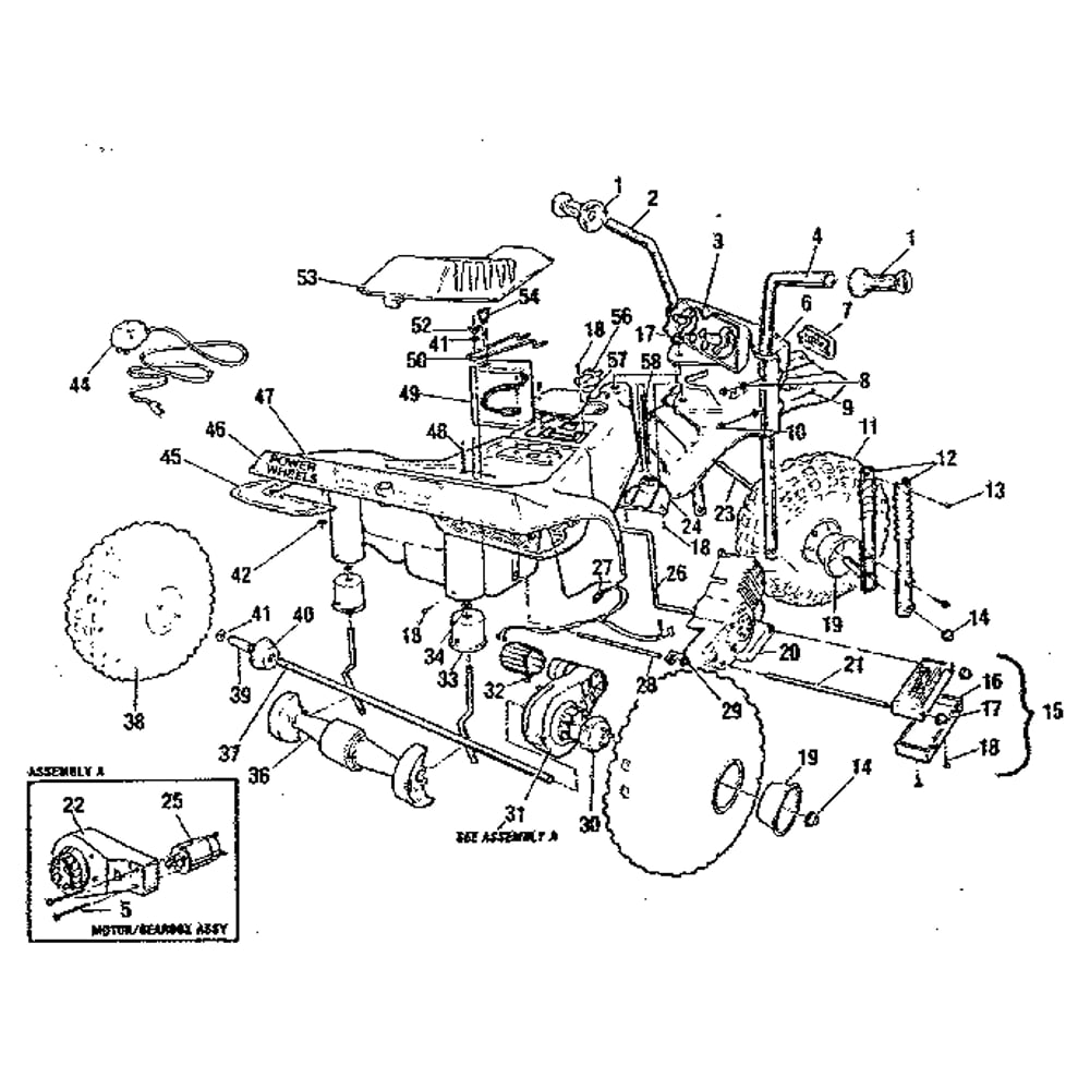 Replacement Parts Diagram and Parts List for 0101  Power Wheels Ride-On Cars